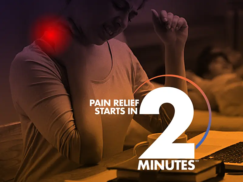 Pain relief starts in 2 minutes